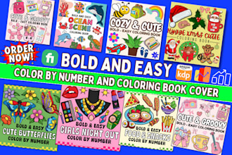 create bold and easy coloring book and color by number pages
