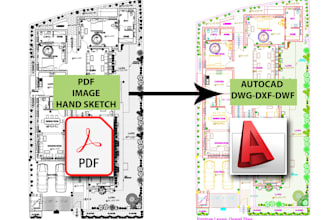 redraw 2d floor plan and blueprint in autocad, pdf to cad