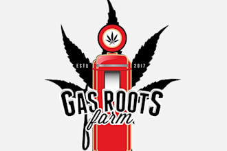 create a modern and custom gasroots hemp farm logo design