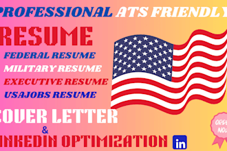 write or edit federal, executive and military resume with cover letter