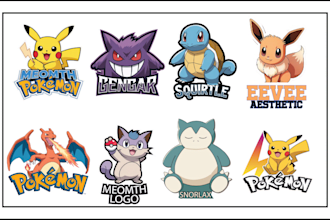 do custom pokemon and fekemon, chibi art, anime, gaming logo