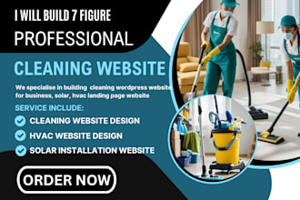 create cleaning wordpress website for business, solar, hvac landing page website