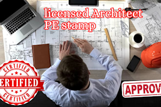 provide licensed architect, pe stamp in texas, florida, california, ohio