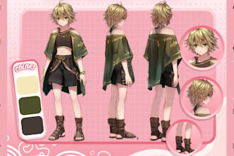 draw art commissions, reference sheets in anime style character art illustration