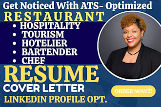write hospitality, restaurant, tourism, hotelier, bartender, chef resume