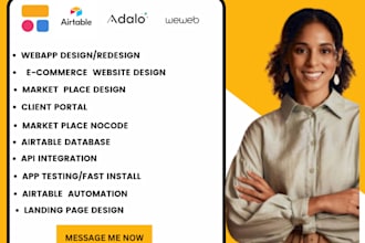 design softr,airtable database,glide,appsheet,adalo, flutterflow,kintone app