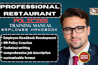 create a professional restaurant employee handbook HR policies training manual