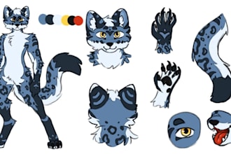 draw furry nsfw anime vtuber ref sheet fursona character animal reference sheet