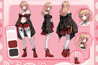 draw character reference sheet for your vtuber anime style art commissions dnd
