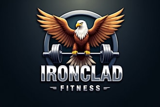 do awesome eagle holding a barbell gym mascot design