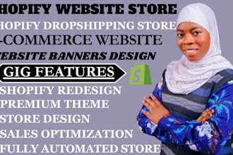build shopify website, design or redesign shopify store, dropshipping store