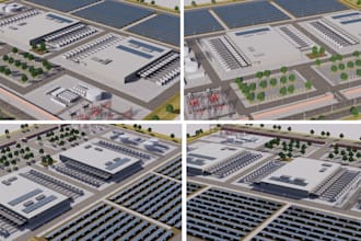 create 3d warehouse interior design, data center building, storage space