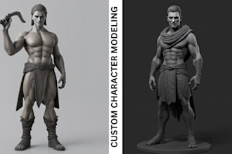 design 3d character modeling, 3d toy, 3d doll model, action figure in blender