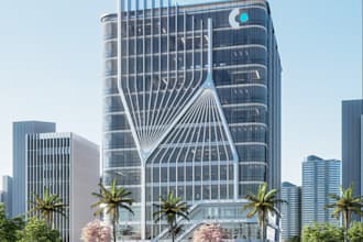 build skyscraper exterior design, highrise building, commercial building concept