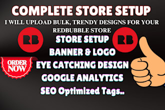 setup redbubble store bulk trendy t shirt design logo banner research niche