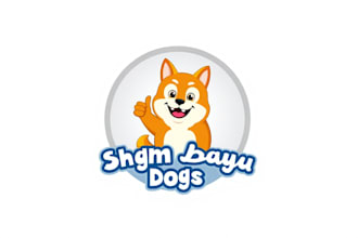 do modern style for shiba inu dog mascot character thumb up smiling logo design