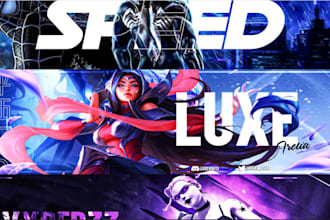 design fortnite, valorant, minecraft gaming banners for twitter and youtube