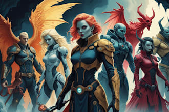 illustrate sketches of fantasy, scifi and horror characters