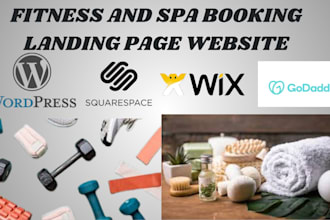 design fitness spa squarespace wordpress wix booking landing page website design