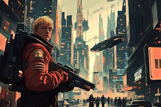 create futuristic cyberpunk city art or background art