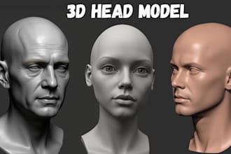do realistic 3d head model, statues, face sculpt bust model stl file 3d printing