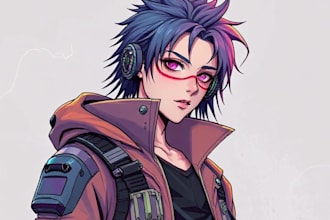 make portrait illustration with cyberpunk anime style