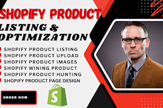 upload winning shopify products, design product pages, and optimize listings