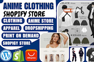 design anime shopify store anime fashion store dropshipping anime clothing store