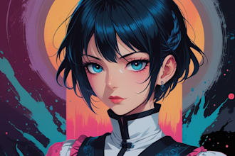 make a custom character design anime, cartoon and dark art