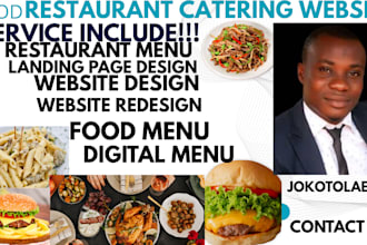 design food catering website, restaurant food website, bakery ordering website
