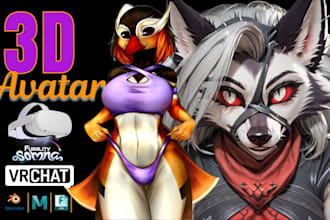 3d model custom vrchat avatar furry avatar nsfw avatar with facial expressions