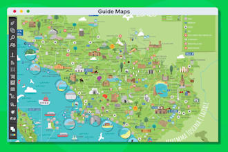 design custom vector map, map illustration, city, site, fantasy isometric map