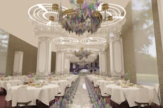 design 3d wedding event hall,event stage render ,ballroom,banquet hall,3d render