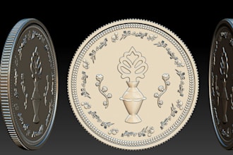 create 3d coin model, bas relief model, medallion for stl 3d printing