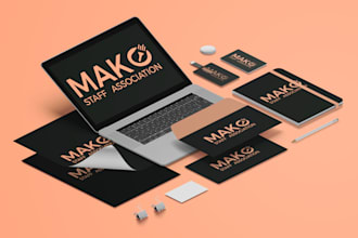 design logo, brand style guide or brand identity guidelines with branding kit