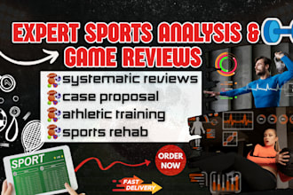 write sports analysis, ebooks, systematic review, physical therapy and research