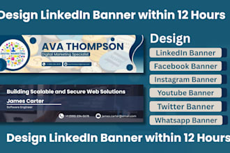 design professional linkedin banner fb youtube cover headers