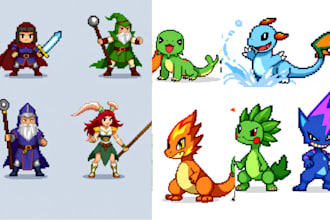 do sprite sheet pixel art animation character design pokémon trainer concept art