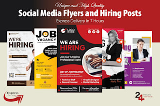 do graphic design to make hiring posts, social media banners and flyers for job