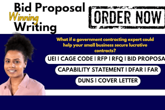 write winning proposal, make contract research, bid proposal, business plan