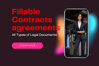 do fillable pdf agreements contracts, legal writing drafting documents services