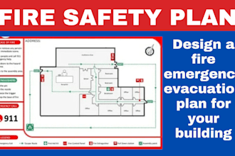 design fire safety plan evacuation route fire hydrant alarm and sprinkler