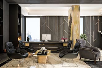 renovate old office to 3d photorealistic modern office interior and exterior,cgi