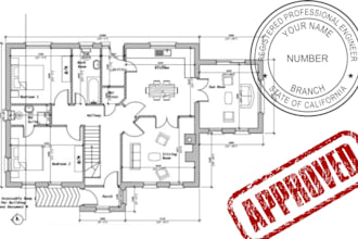 licensed california, florida, USA architect building plan stamp for approval