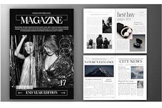 design a professional magazine, editorial layout, and modern booklet