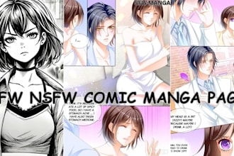 draw nsfw sfw manga comic page, manga illustration, webtoon, manga comic art