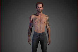 optimized poly 3d character, game asset, pbr texture,uv map,ue5 rig,game animate