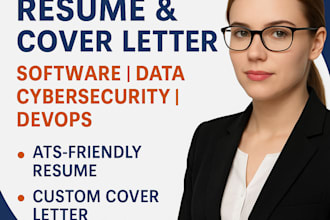 write resume and cover letter for software, data, cybersecurity, devops jobs