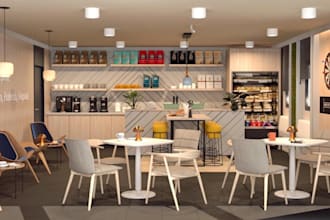 visualize 3d cafeteria,bar interior,cad model,coffee,cgi restaurant,lobby render
