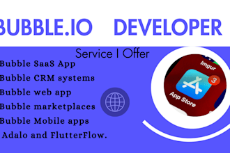 bubble io developer, ai web app, saas app, crm software, pos, marketplace, adalo